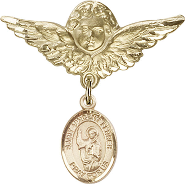 St. Vincent Ferrer Charm and Angel with Larger Wings Badge Pin