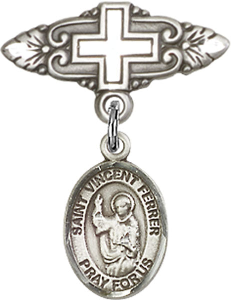 St. Vincent Ferrer Charm and Badge Pin with Cross