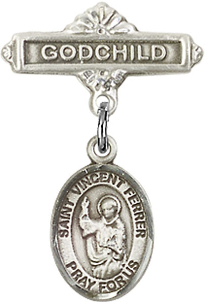 St. Vincent Ferrer Charm and Godchild Badge Pin
