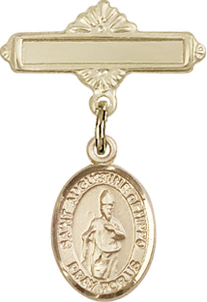 St. Augustine of Hippo Charm and Polished Engravable Badge Pin