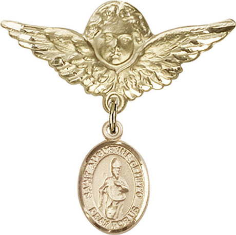 St. Augustine of Hippo Charm and Angel with Larger Wings Badge Pin
