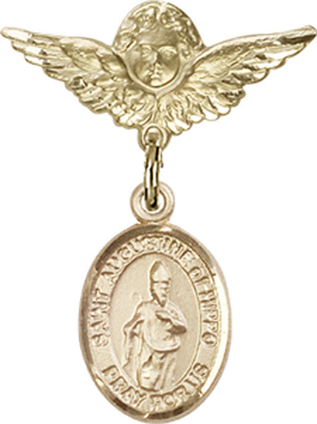 St. Augustine of Hippo Charm and Angel with Smaller Wings Badge Pin