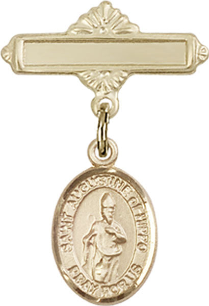 St. Augustine of Hippo Charm and Polished Engravable Badge Pin