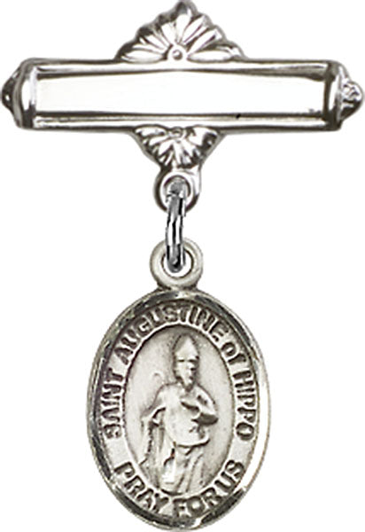 St. Augustine of Hippo Charm and Polished Engravable Badge Pin