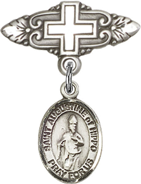 St. Augustine of Hippo Charm and Badge Pin with Cross