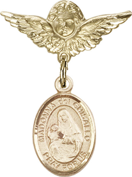 St. Madonna Del Ghisallo Charm and Angel with Smaller Wings Badge Pin