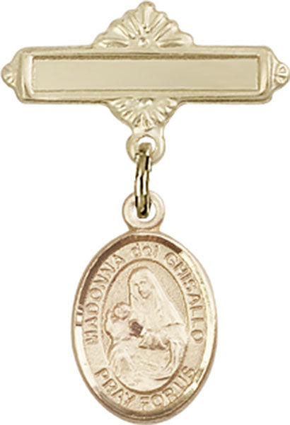 St. Madonna Del Ghisallo Charm and Polished Engravable Badge Pin