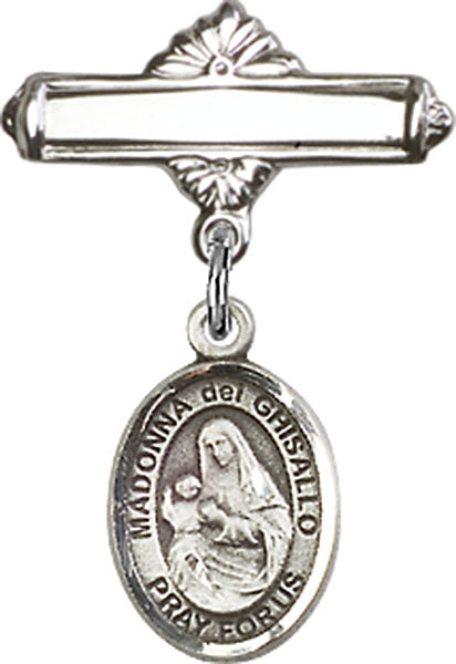 St. Madonna Del Ghisallo Charm and Polished Engravable Badge Pin