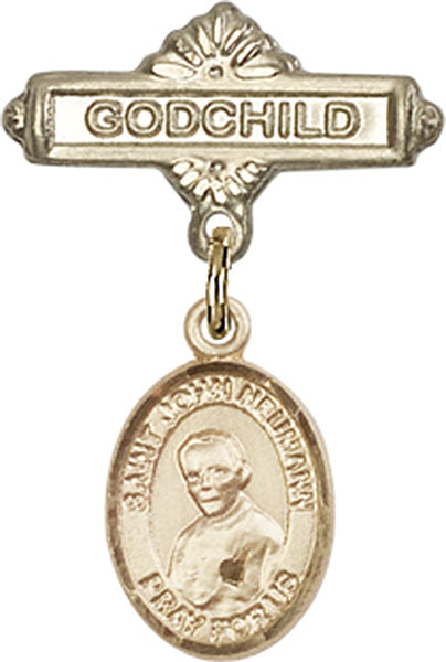 St. John Neumann Charm and Godchild Badge Pin