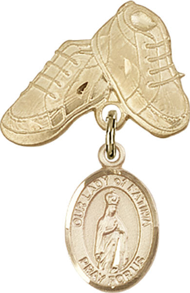 Our Lady of Fatima Charm and Baby Boots Pin