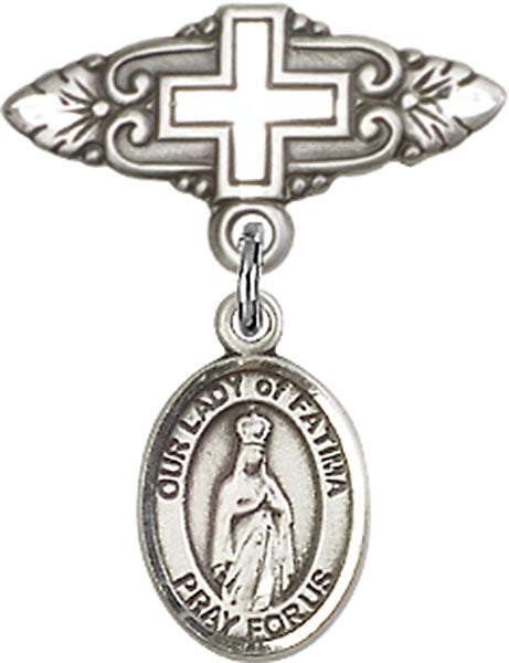 Our Lady of Fatima Charm and Badge Pin with Cross