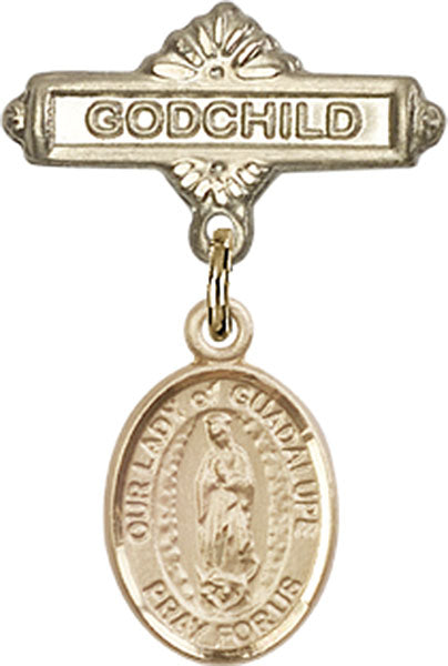 Our Lady of Guadalupe Charm and Godchild Badge Pin