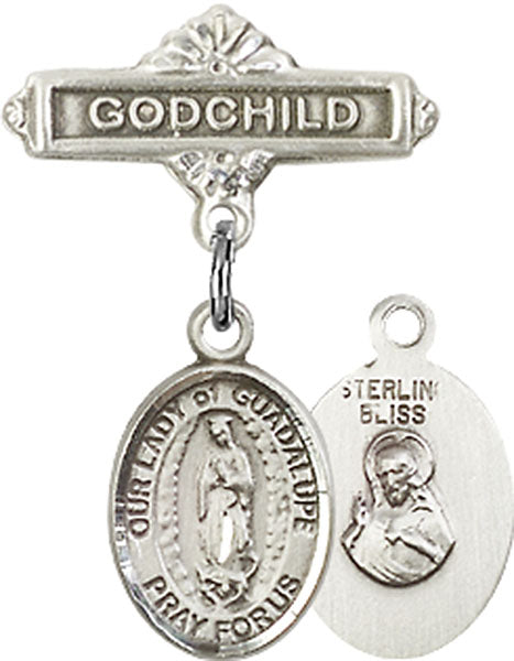 Our Lady of Guadalupe Charm and Godchild Badge Pin