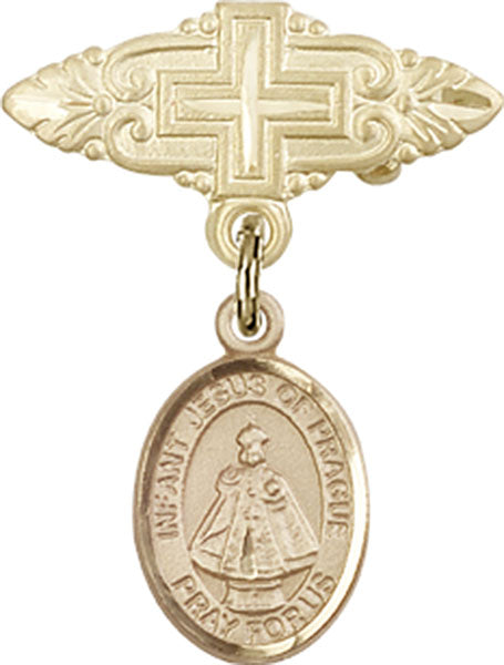 Infant of Prague Charm and Badge Pin with Cross