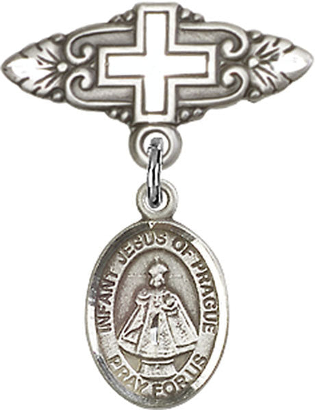 Infant of Prague Charm and Badge Pin with Cross