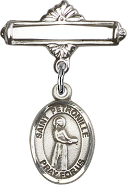 St. Petronille Charm and Polished Engravable Badge Pin