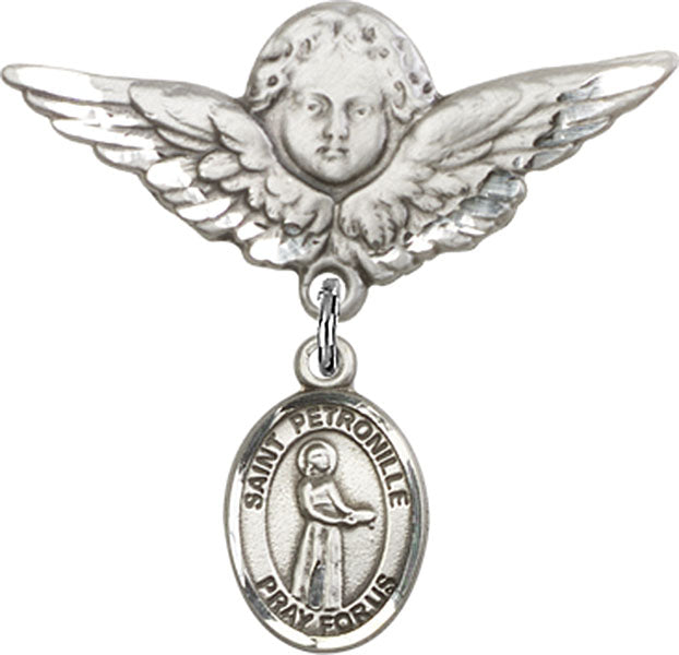 St. Petronille Charm and Angel with Larger Wings Badge Pin
