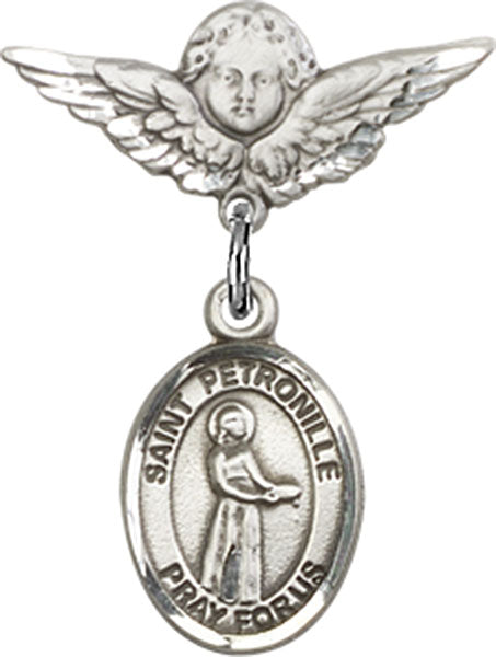 St. Petronille Charm and Angel with Smaller Wings Badge Pin