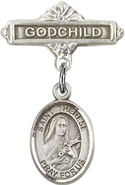 St. Therese of Lisieux Charm and Godchild Badge Pin
