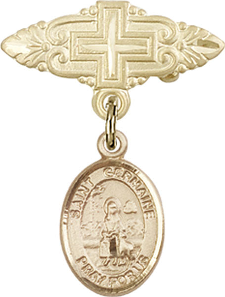 St. Germaine Cousin Charm and Badge Pin with Cross