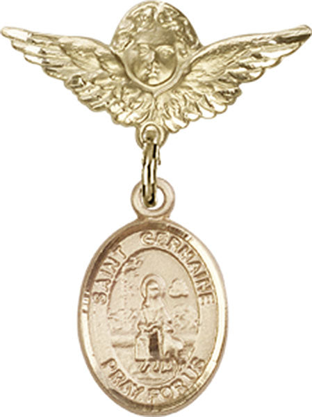 St. Germaine Cousin Charm and Angel with Smaller Wings Badge Pin