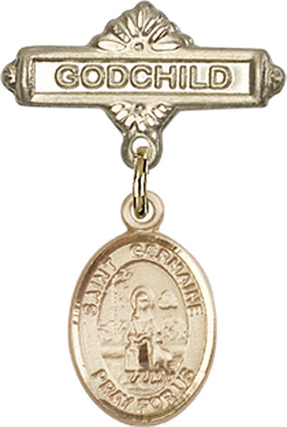 St. Germaine Cousin Charm and Godchild Badge Pin