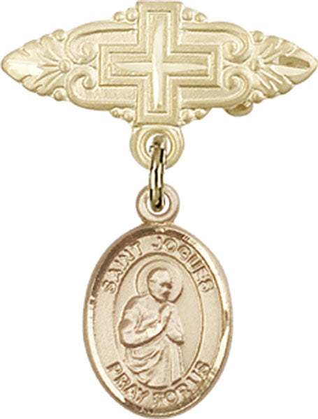 St. Isaac Jogues Charm and Badge Pin with Cross