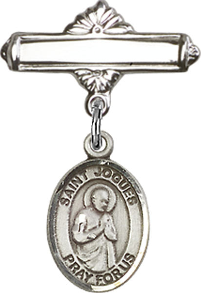 St. Isaac Jogues Charm and Polished Engravable Badge Pin