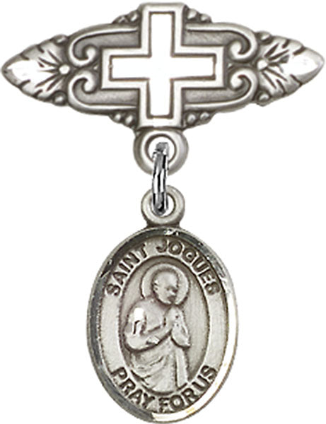 St. Isaac Jogues Charm and Badge Pin with Cross