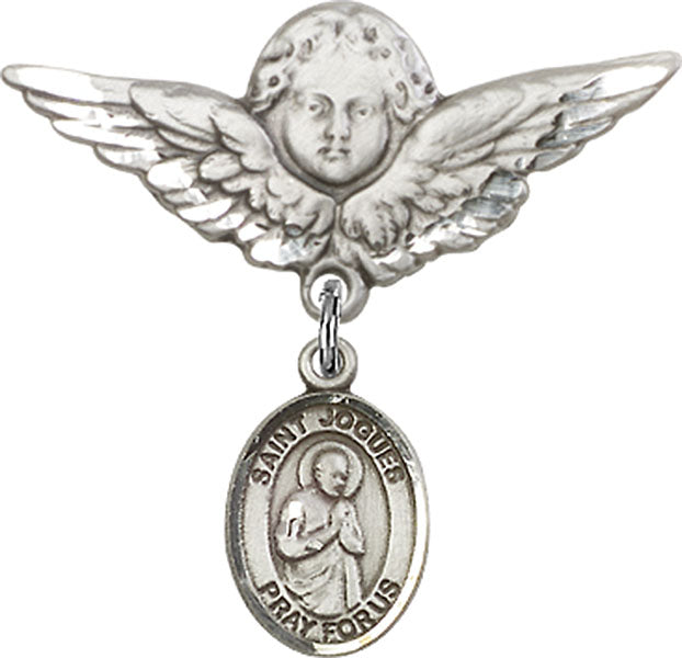 St. Isaac Jogues Charm and Angel with Larger Wings Badge Pin