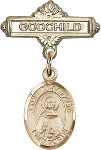 St. Anastasia Charm and Godchild Badge Pin