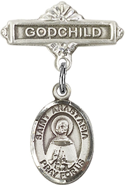 St. Anastasia Charm and Godchild Badge Pin