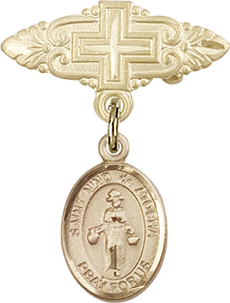 St. Nino de Atocha Charm and Badge Pin with Cross