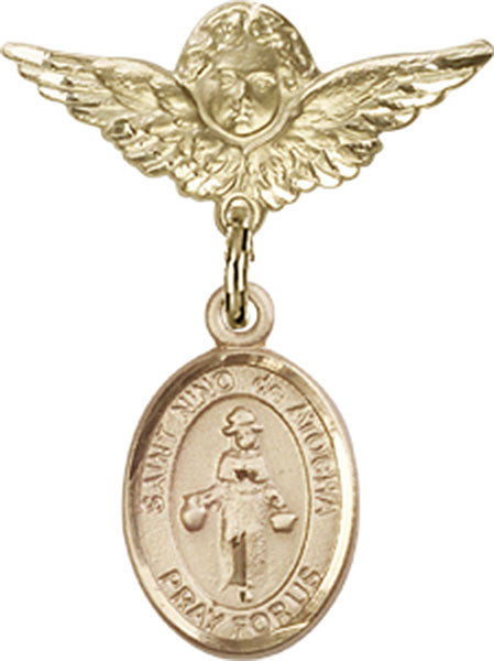 St. Nino de Atocha Charm and Angel with Smaller Wings Badge Pin