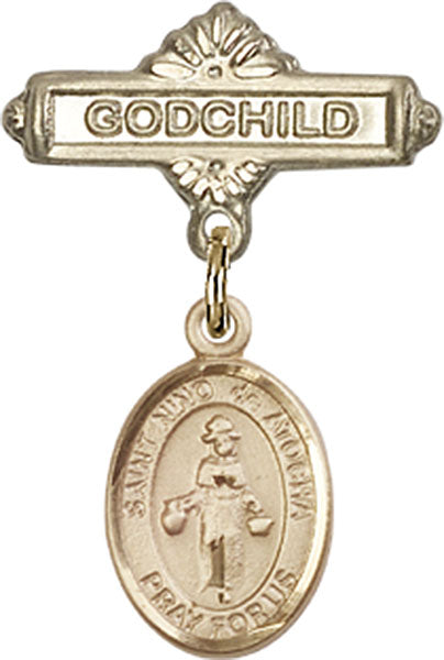 St. Nino de Atocha Charm and Godchild Badge Pin