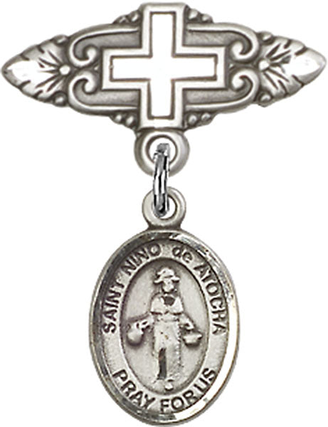 St. Nino de Atocha Charm and Badge Pin with Cross