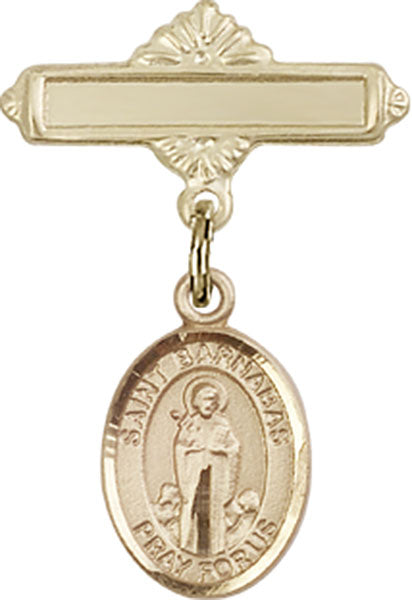 St. Barnabas Charm and Polished Engravable Badge Pin