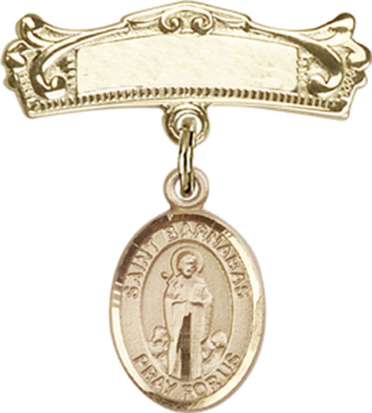 St. Barnabas Charm and Arched Polished Engravable Badge Pin
