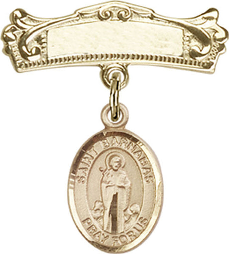 St. Barnabas Charm and Arched Polished Engravable Badge Pin