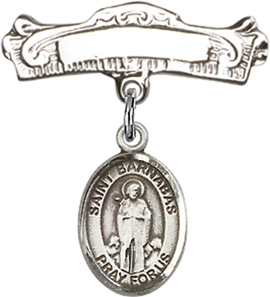 St. Barnabas Charm and Arched Polished Engravable Badge Pin