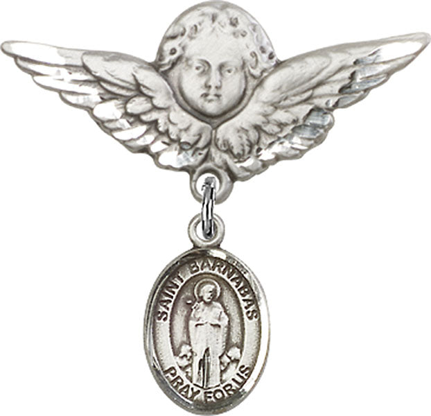St. Barnabas Charm and Angel with Larger Wings Badge Pin
