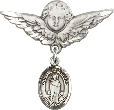 St. Barnabas Charm and Angel with Larger Wings Badge Pin