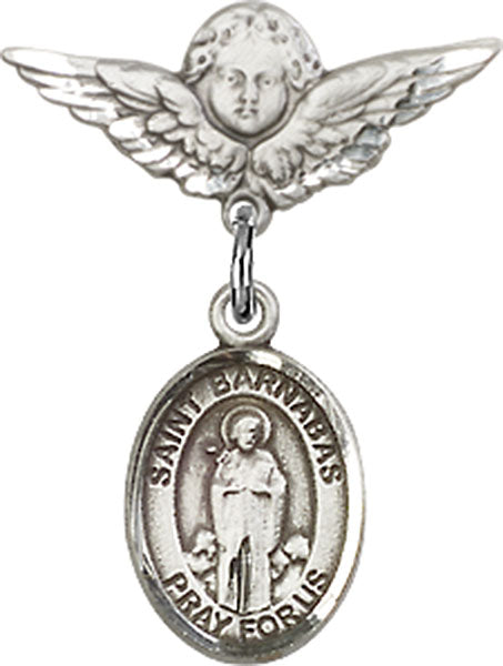 St. Barnabas Charm and Angel with Smaller Wings Badge Pin