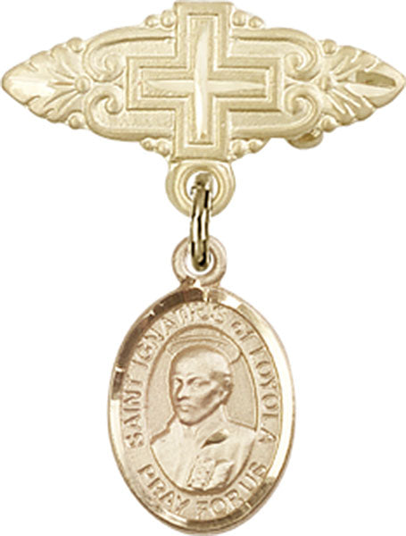St. Ignatius Charm and Badge Pin with Cross