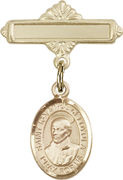 St. Ignatius Charm and Polished Engravable Badge Pin