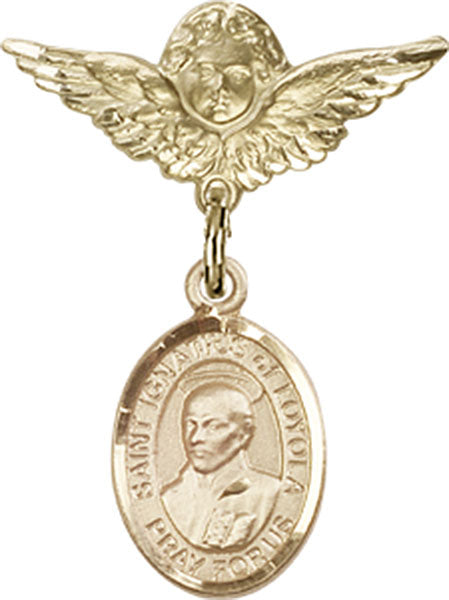 St. Ignatius Charm and Angel with Smaller Wings Badge Pin