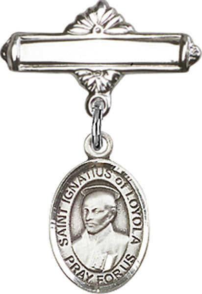 St. Ignatius Charm and Polished Engravable Badge Pin