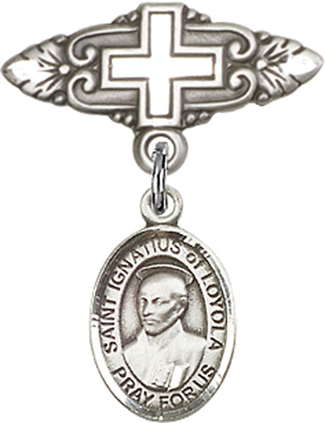 St. Ignatius Charm and Badge Pin with Cross