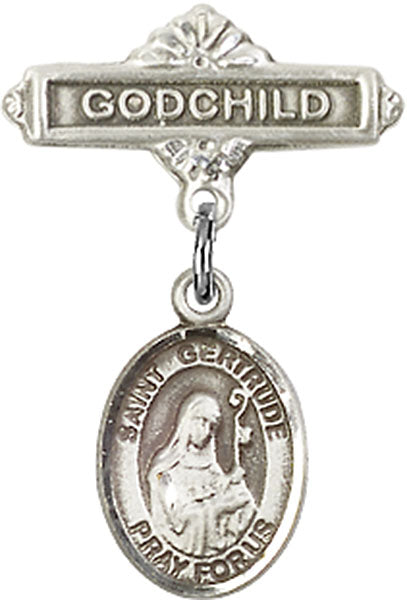 St. Gertrude of Nivelles Charm and Godchild Badge Pin
