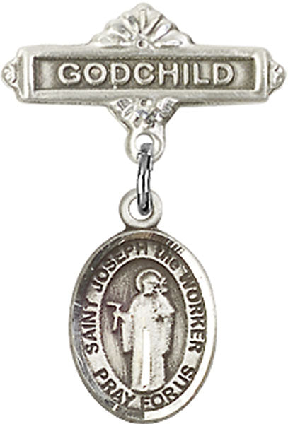 St. Joseph the Worker Charm and Godchild Badge Pin